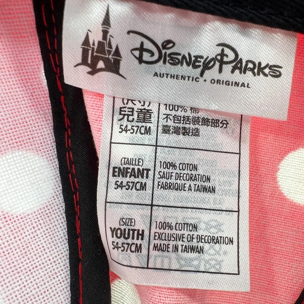 Disney Parks Minnie Mouse‎ Polka Dot Ears Bow Youth Baseball Cap Red Black White